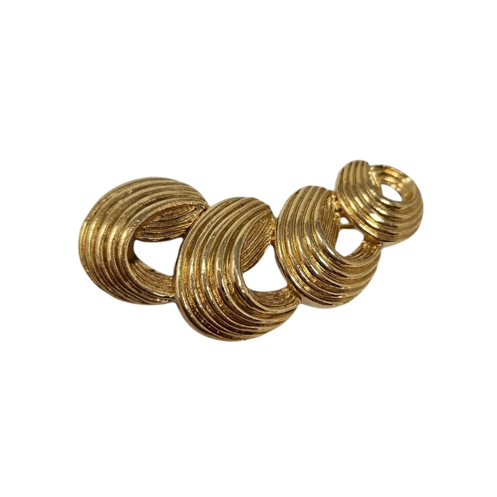 Avon Gold Tone Swirl Brooch Pin Textured